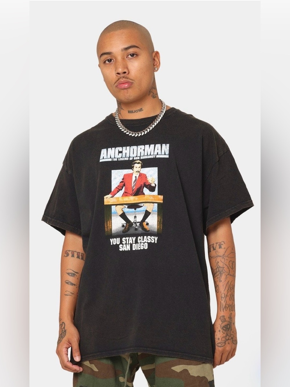 NEW Mens American Thrift X Anchorman Culture Kings T-Shirt - Black Size Large